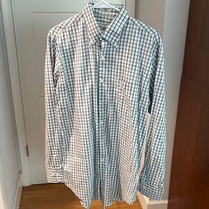 Peter Millar Checkered Button-Down Shirt - White and Navy